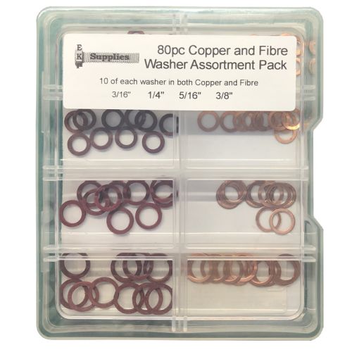 80pc Copper Shim and Fibre Washer Assortment Pack EKP Supplies