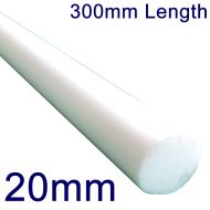 20mm Diameter PTFE Rod (Bar) - 300mm Length